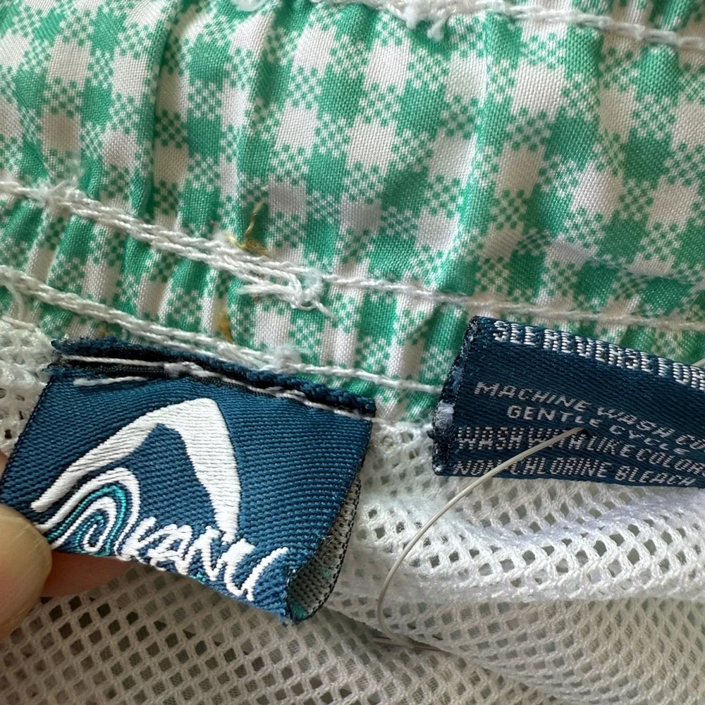 Men's Green White Checkered Swim Shorts